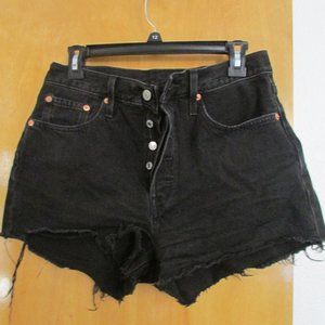 Levi's Womens 501 Original Shorts Black Jeans Waterless Size 28
